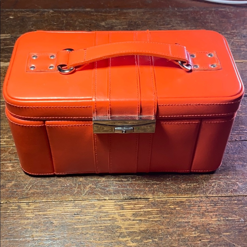 Wolf Designs Leather Jewelry Box Traveler Orange